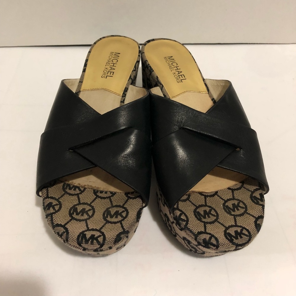 MICHAEL Michael Kors Black Leather Wedges